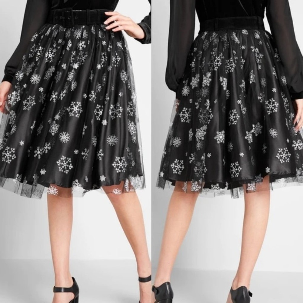 NWT Collectif x Modcloth‎ Elsa Winter Snowflake Tulle Doll Skirt, Sz XL/UK 16